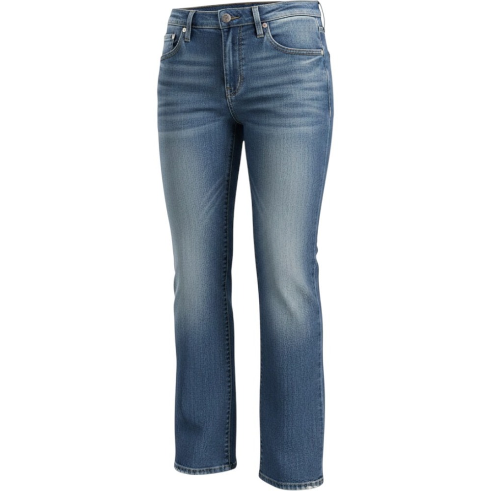 Rock & Republic Jeans Womens 26 Blue Low Rise Straight Embroidered Raw Hem Denim